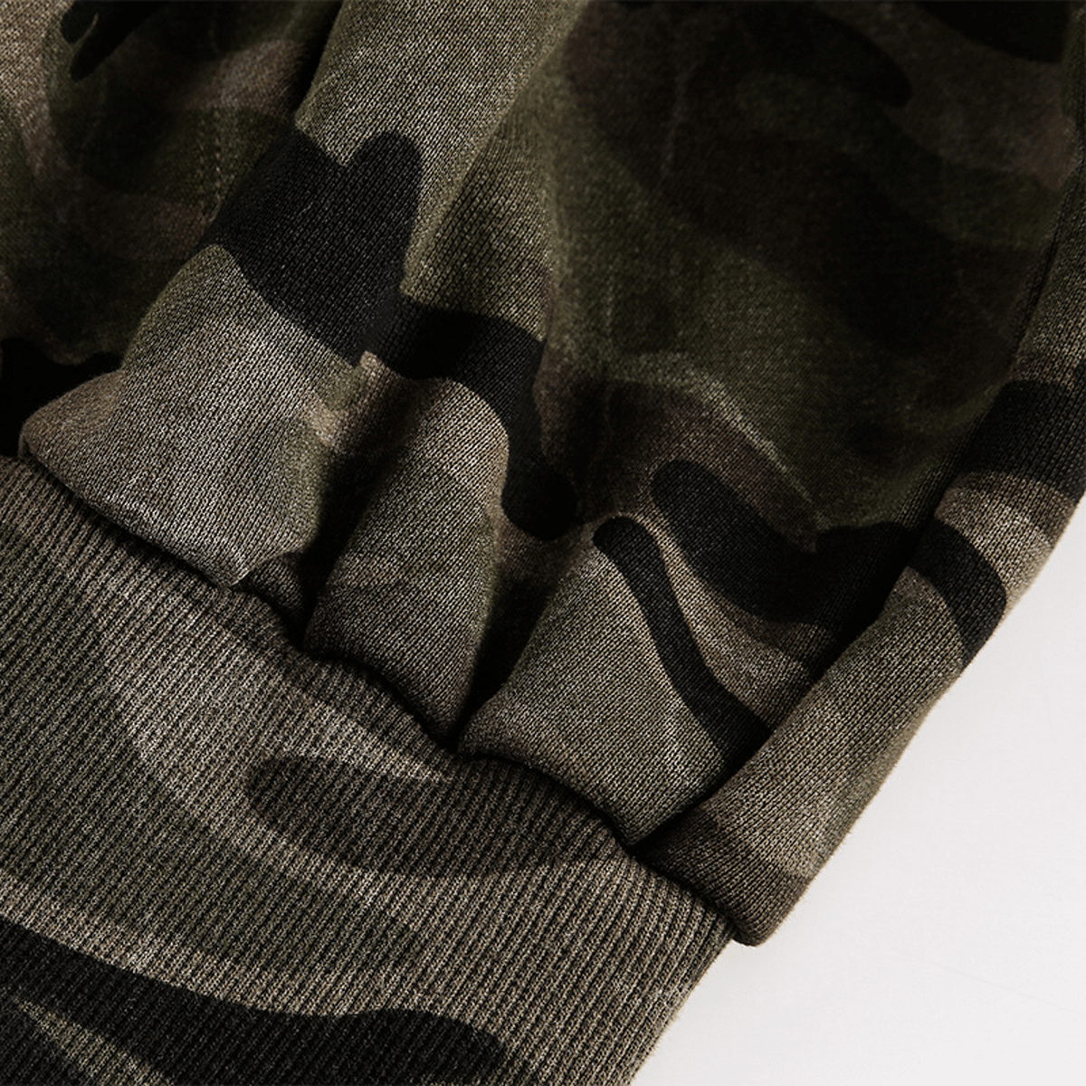 Heavyweight Camo Fur-Trim Zip-Up Hoodie
