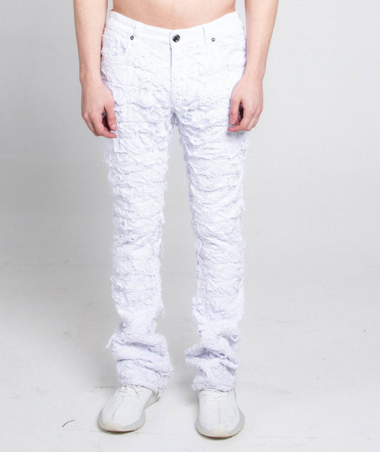 White Freyed Relaxed Fit Jeans