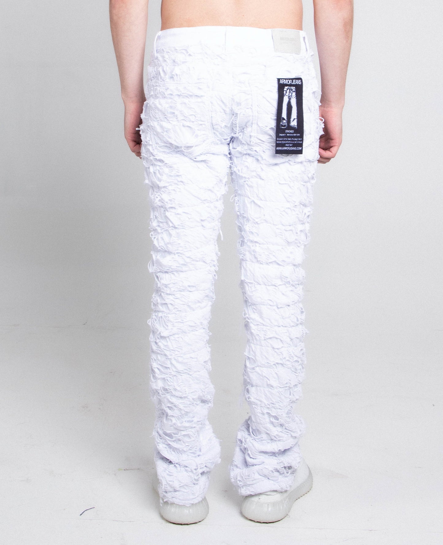 White Freyed Relaxed Fit Jeans
