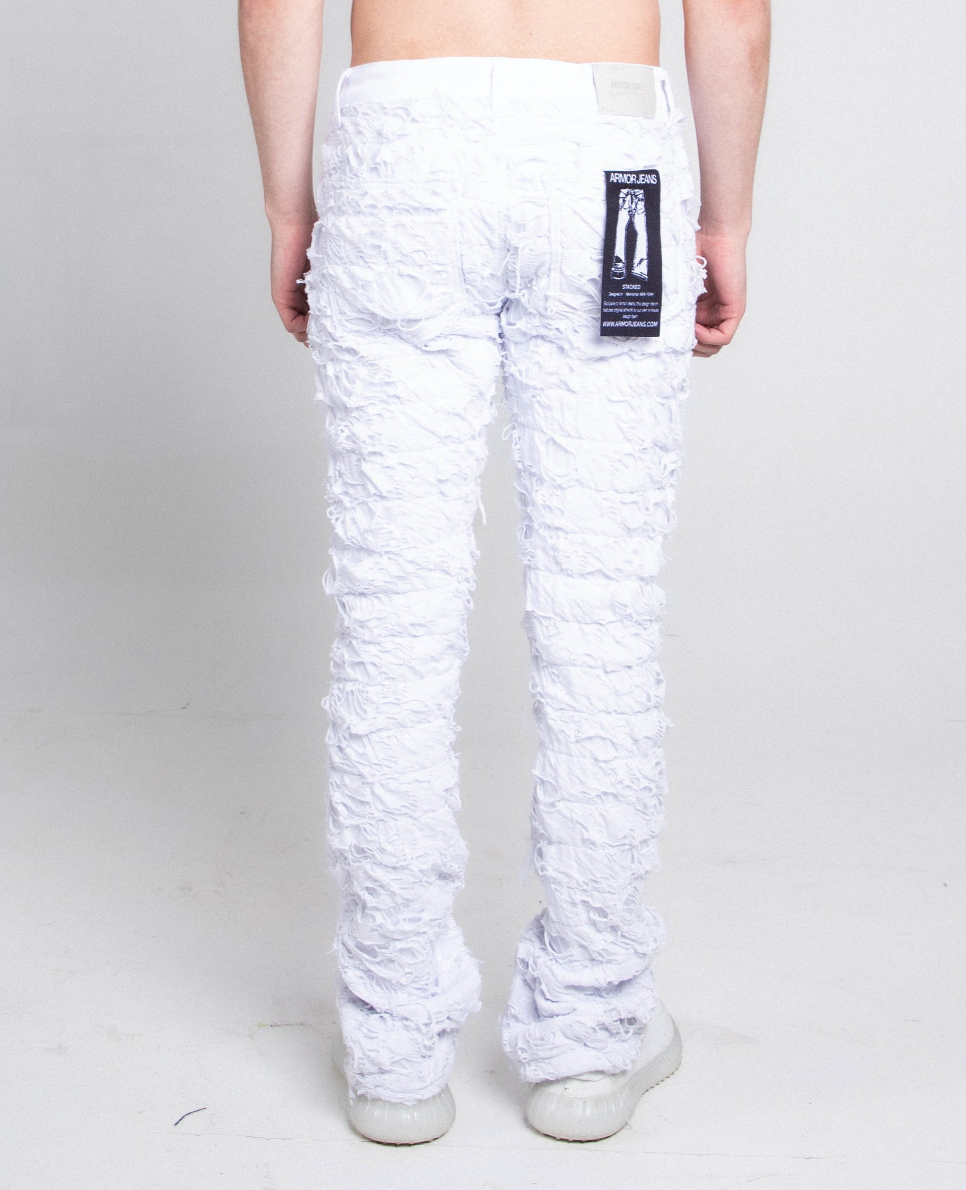 White Freyed Relaxed Fit Jeans