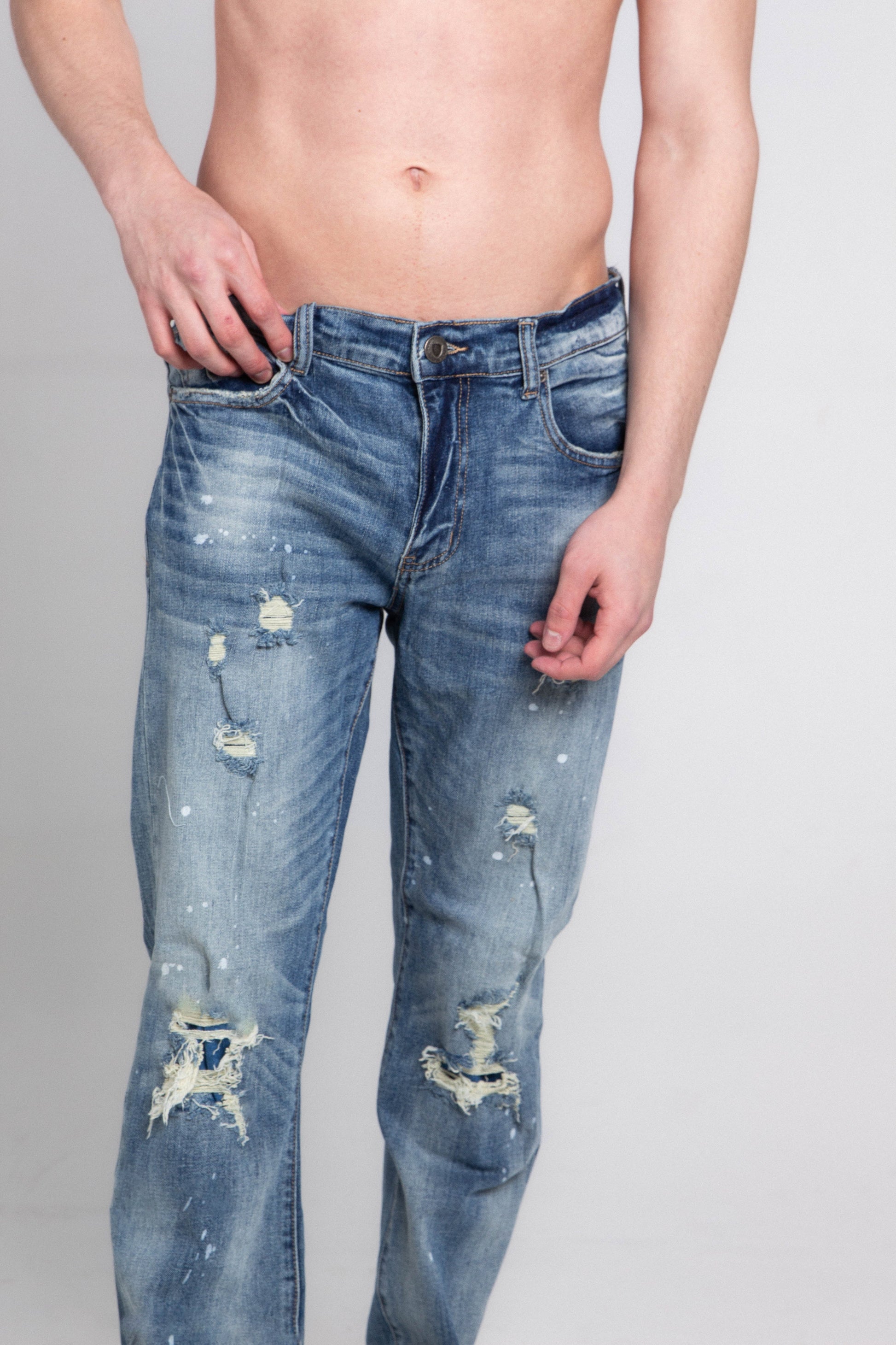 Distressed Skinny Blue Jeans