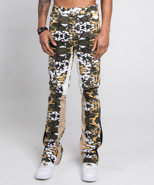 CAMO STACKED CARGO PANTS