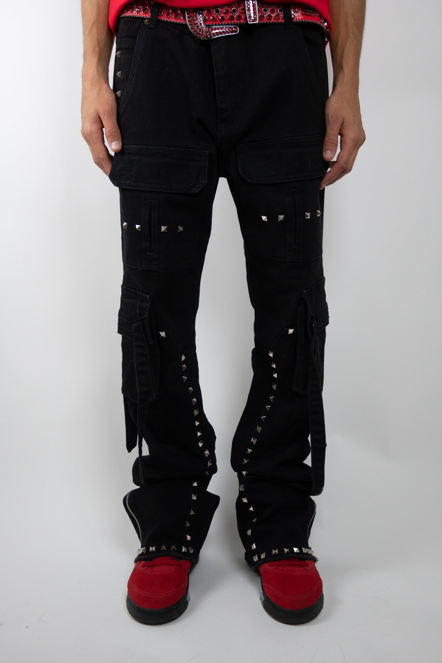 Studded Stacked Cargo Jeans