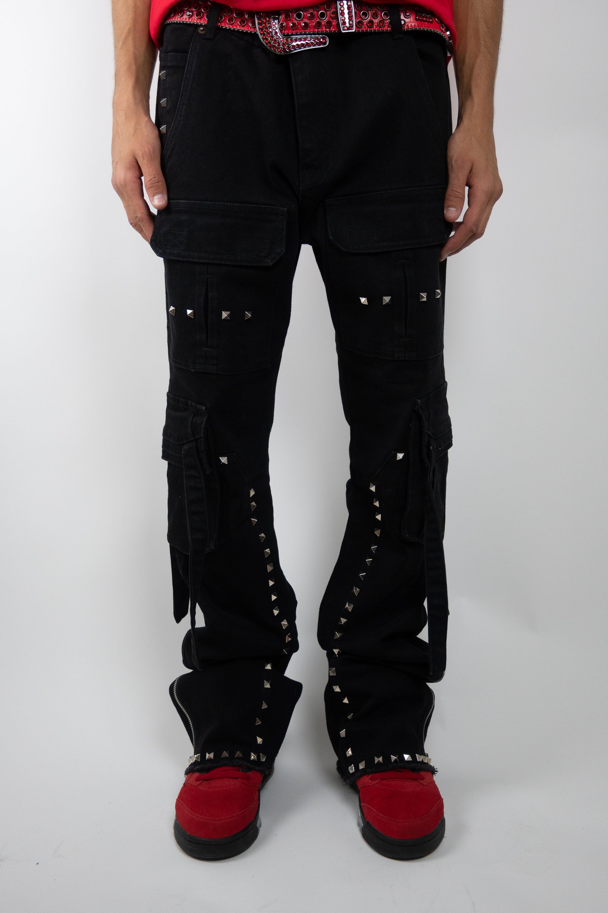 Studded Stacked Cargo Jeans