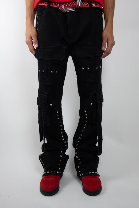 Studded Stacked Cargo Jeans