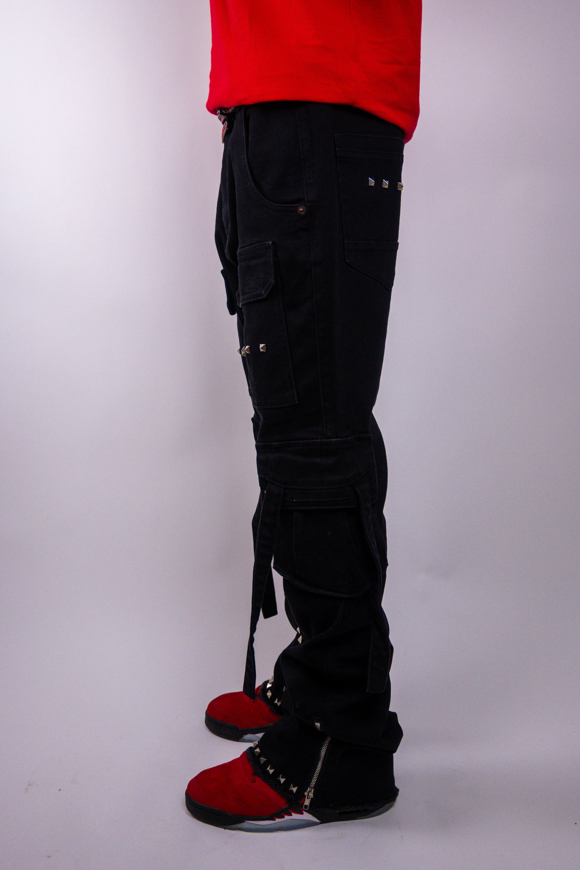 Studded Stacked Cargo Jeans