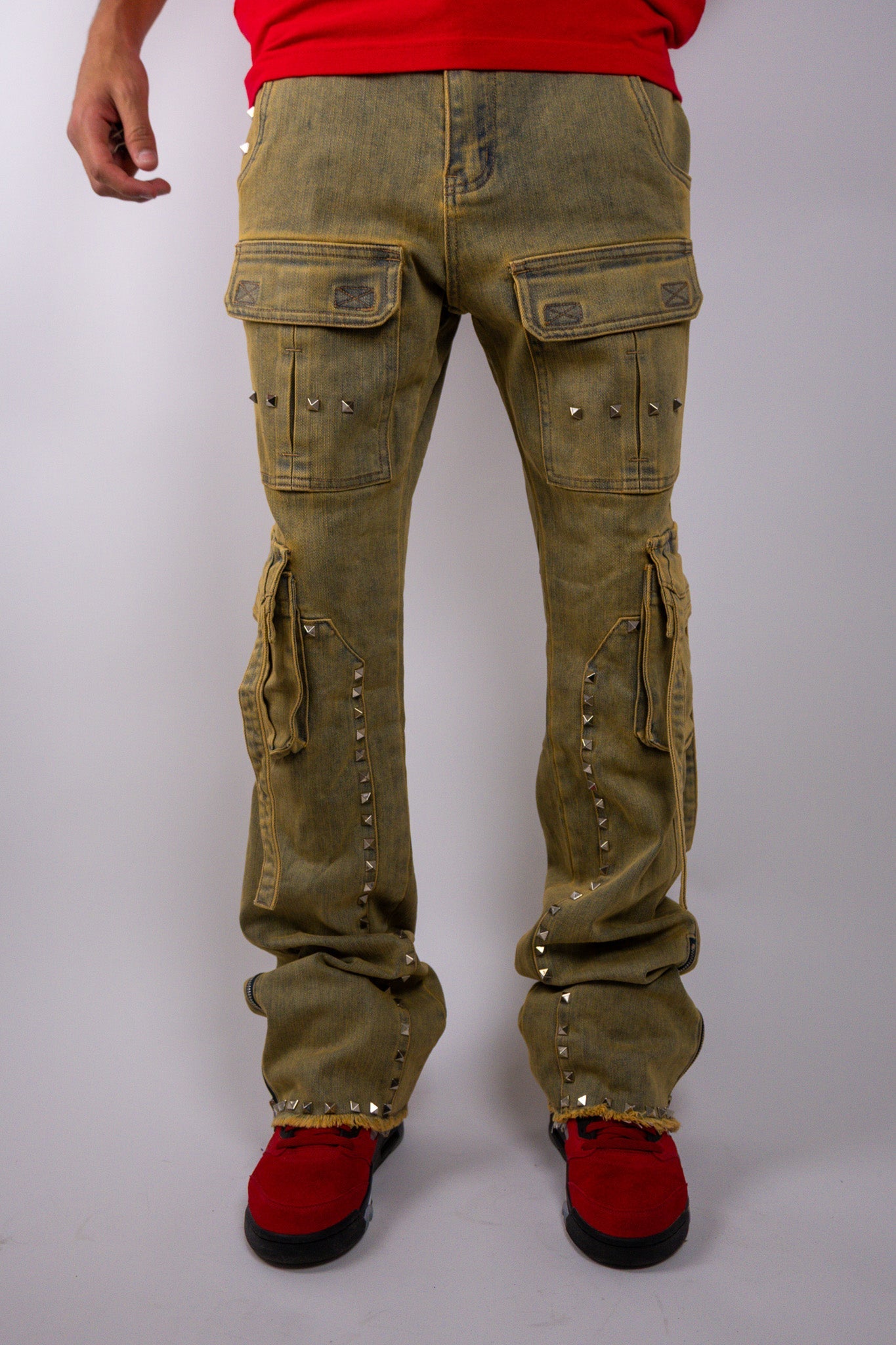 Studded Stacked Cargo Jeans