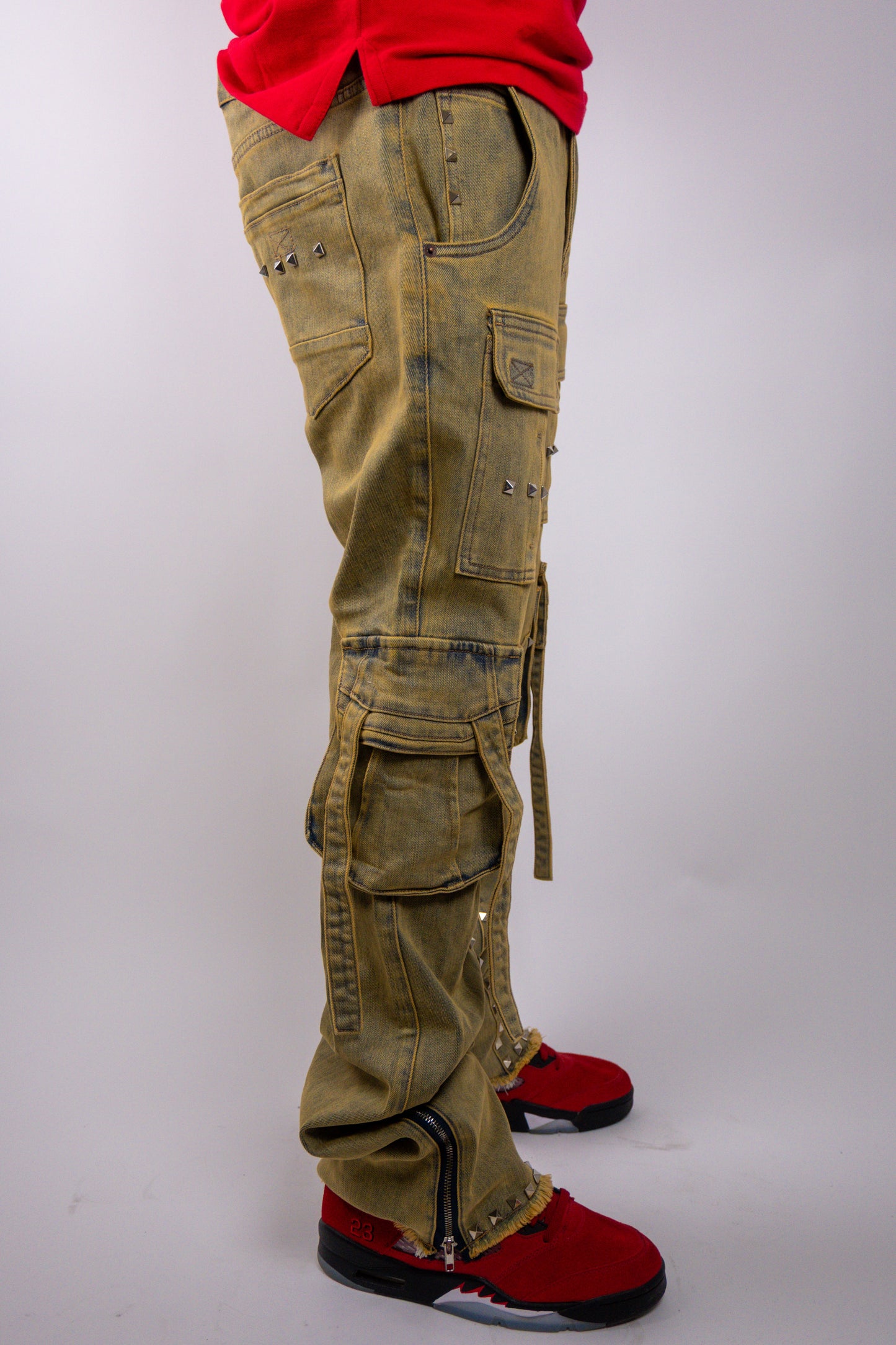 Studded Stacked Cargo Jeans