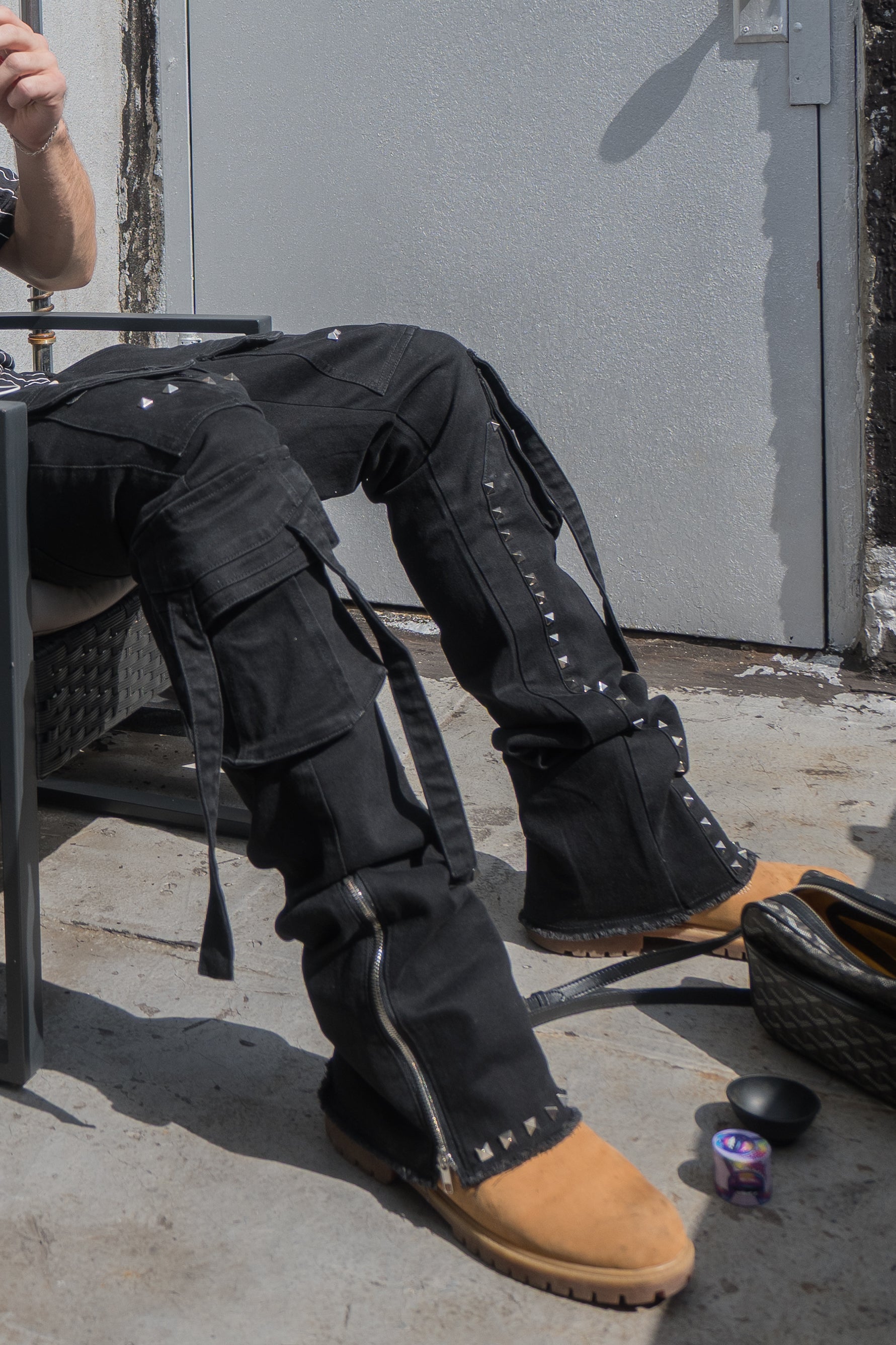 Studded Stacked Cargo Jeans