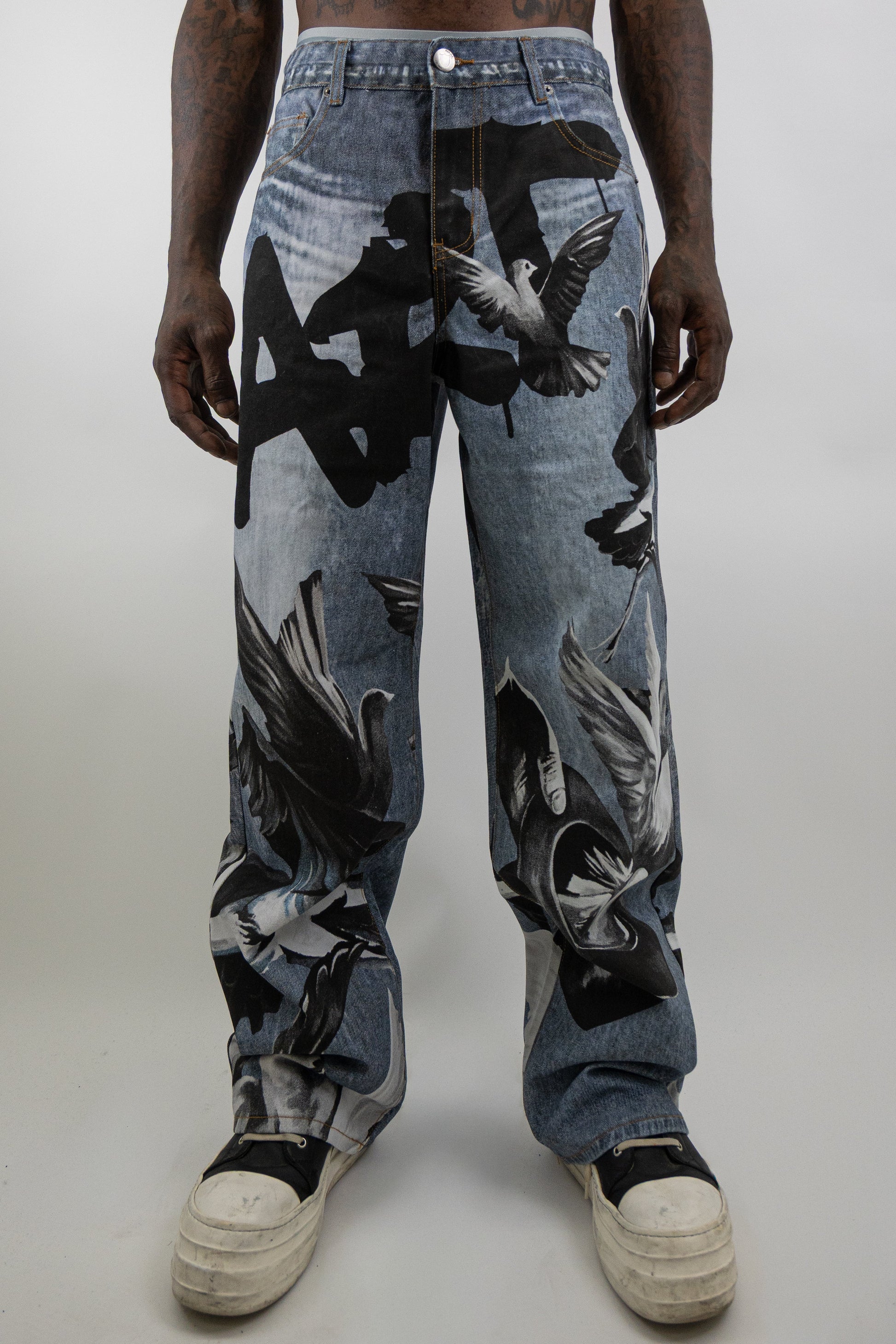Graphic Printed Baggy Jeans