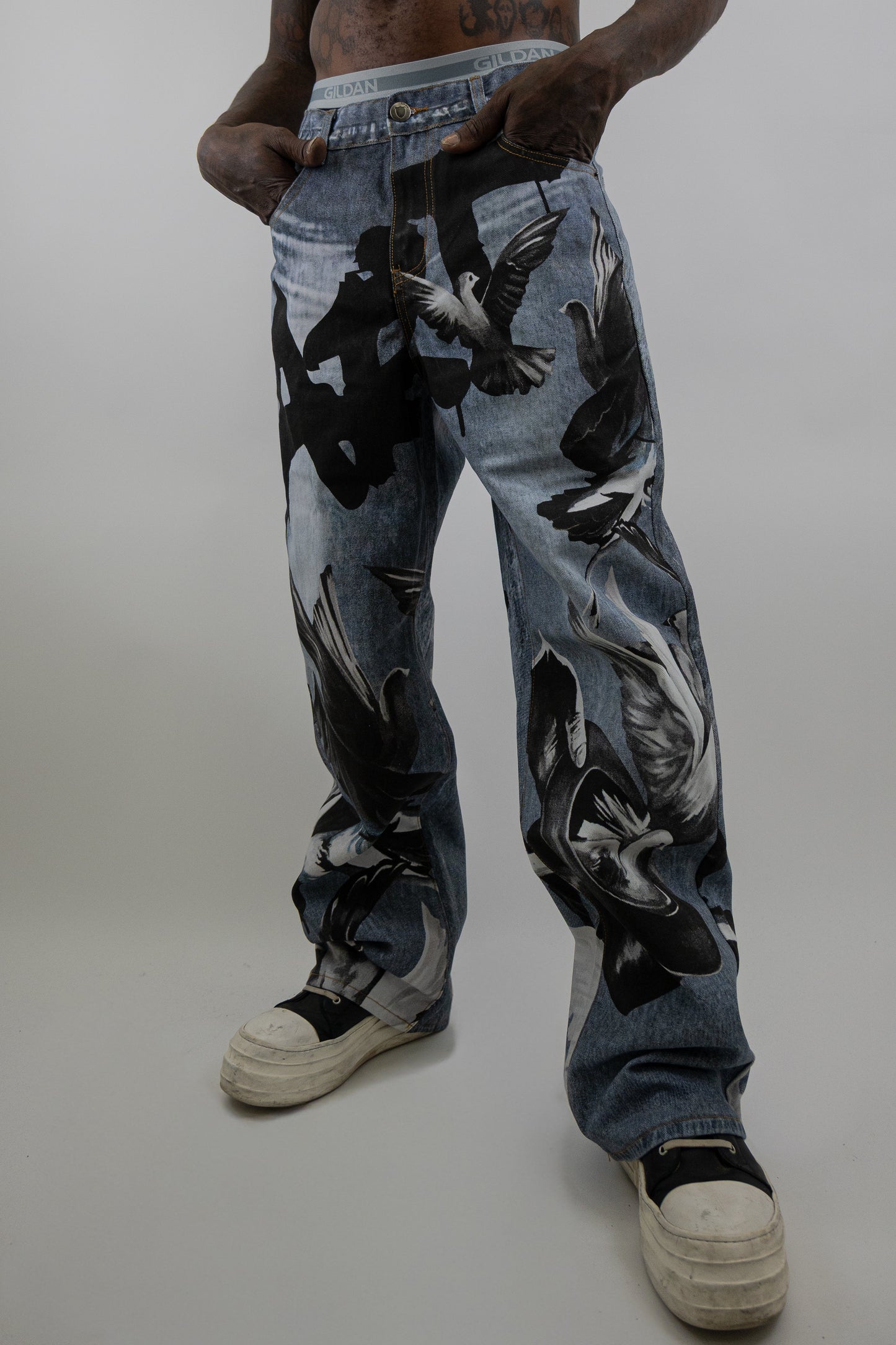 Graphic Printed Baggy Jeans