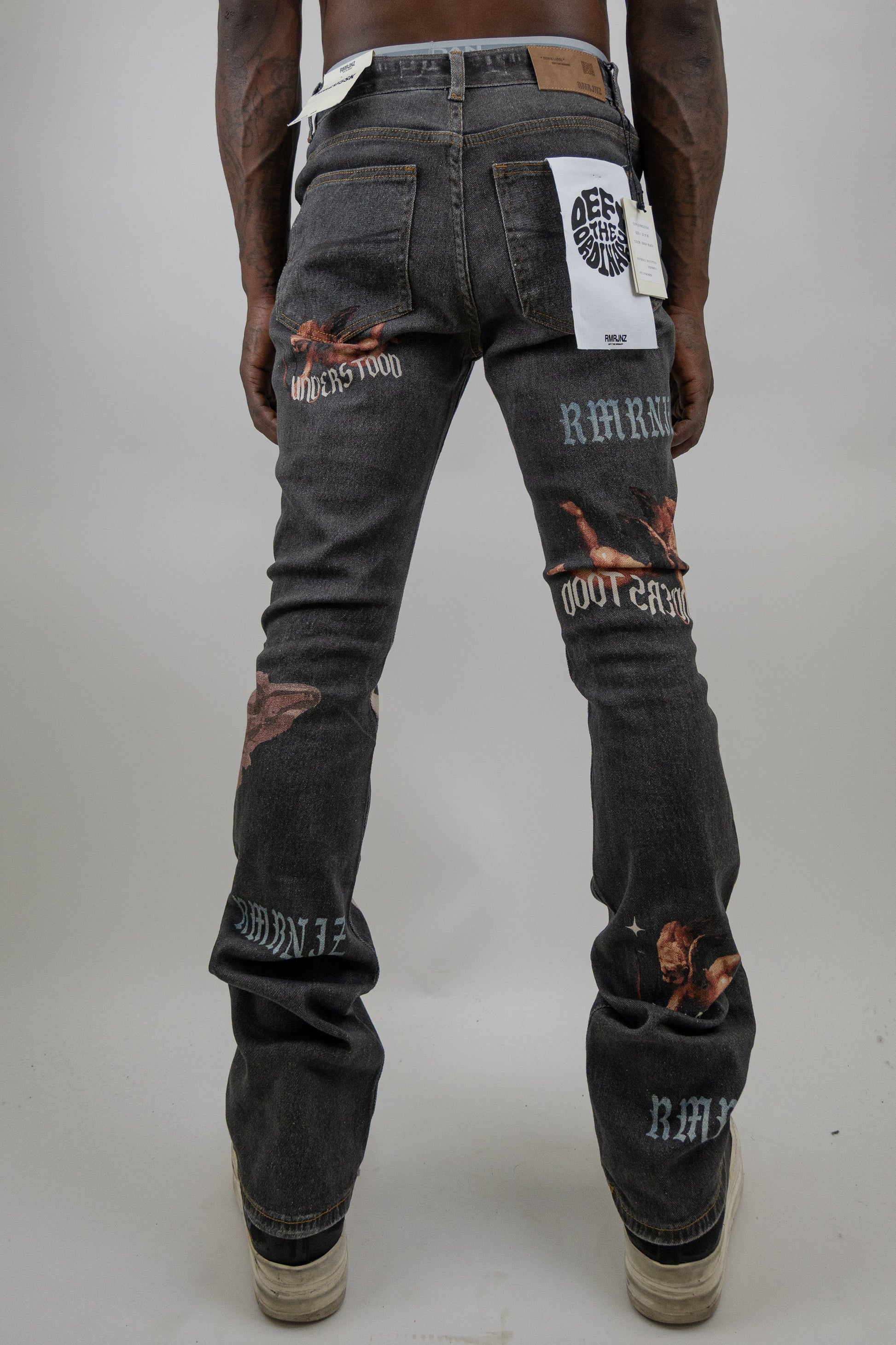 Graphic Printed Stacked Jeans