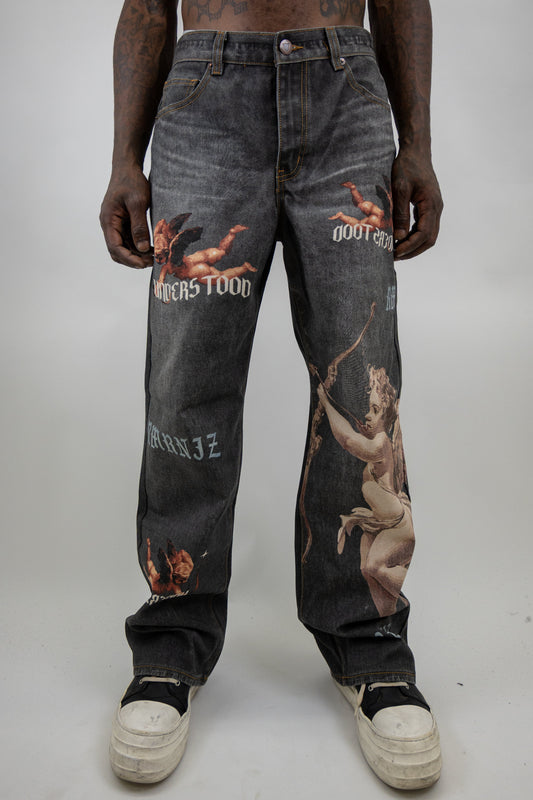 Graphic Printed Baggy Jeans