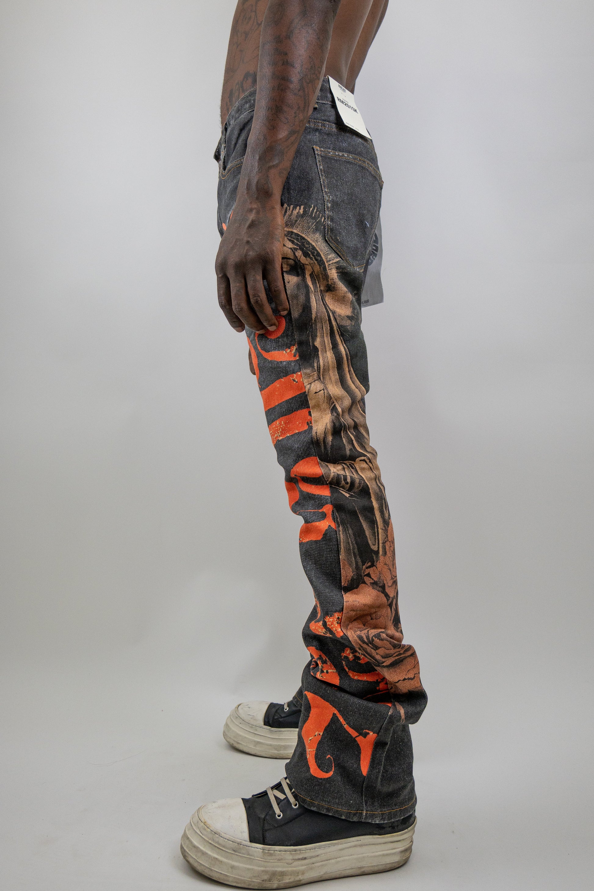 Graphic Printed Stacked Jeans