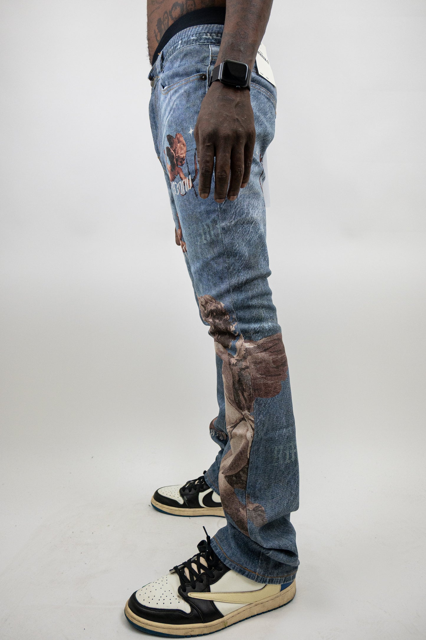 Graphic Printed Stacked Jeans