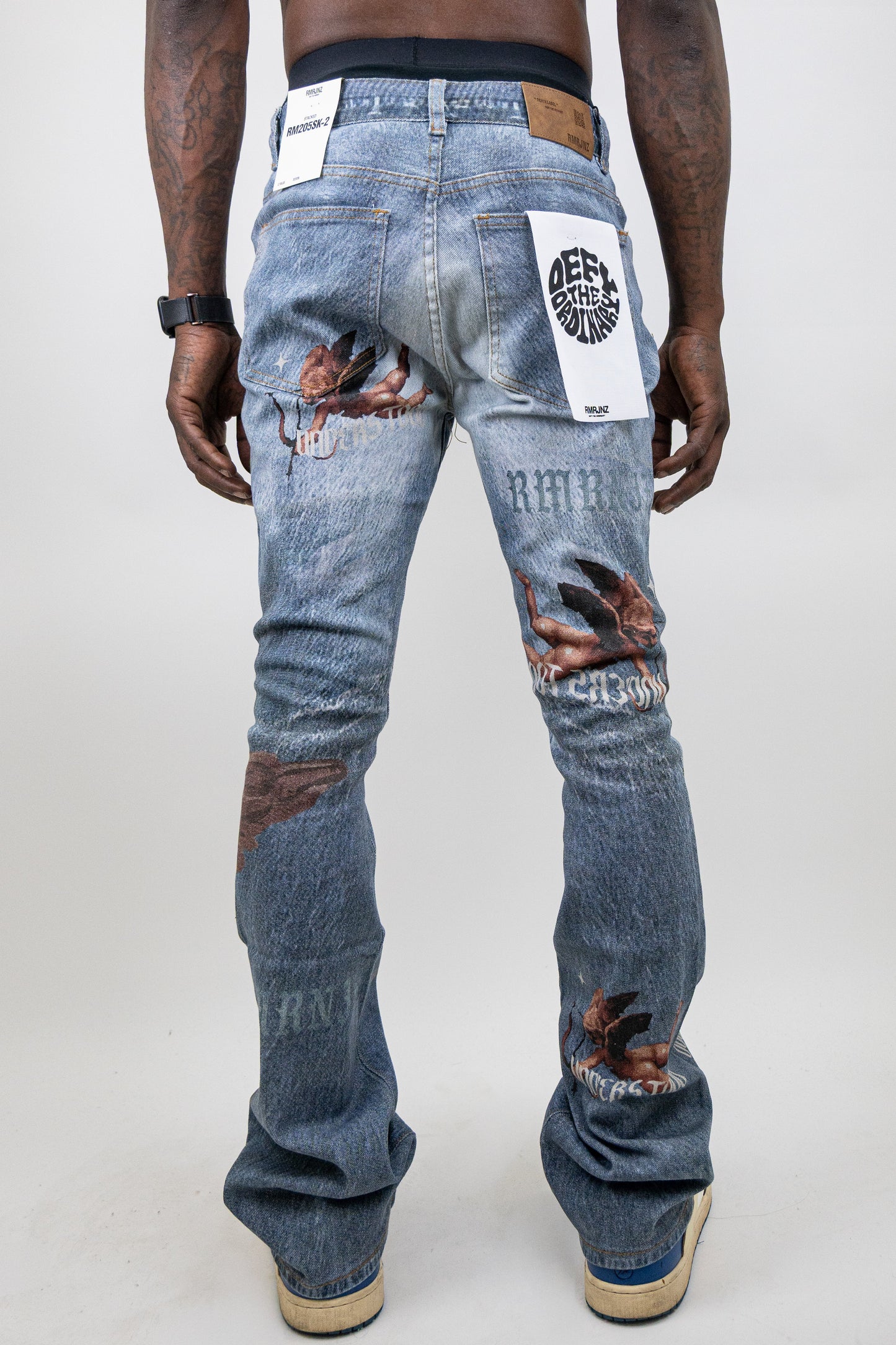 Graphic Printed Stacked Jeans