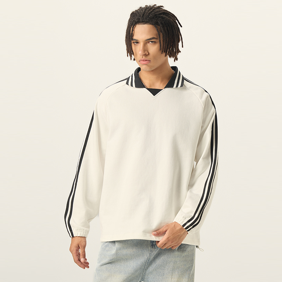 Loose-Fit Heavyweight Contrast Collar Sweatshirt