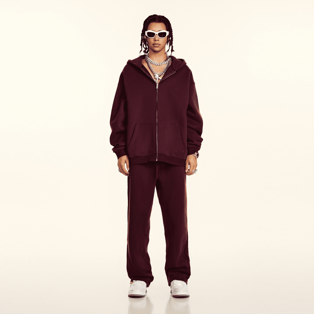 Heavyweight Fleece Zip-Up Oversized Hoodie - Casual Streetwear Zip Sweatshirt
