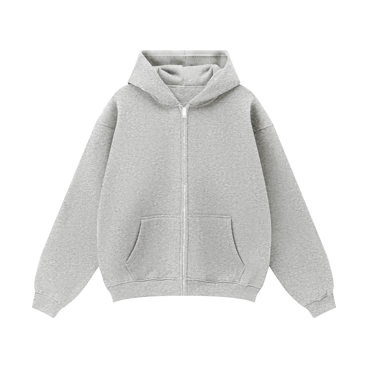 Heavyweight Fleece Zip-Up Oversized Hoodie - Casual Streetwear Zip Sweatshirt