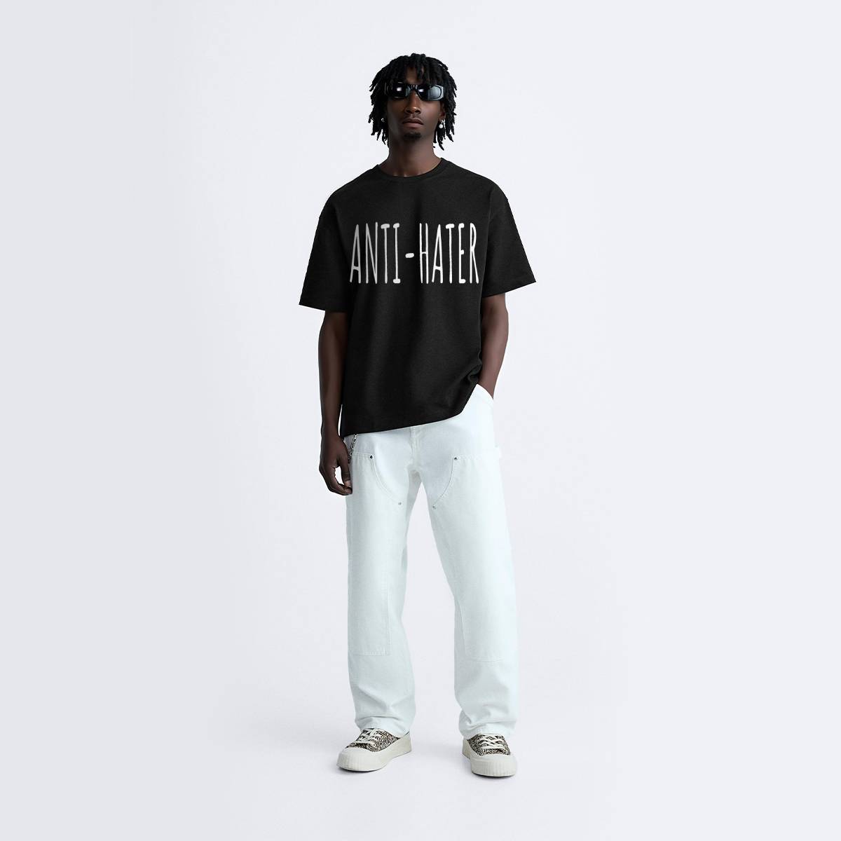Relaxed Fit Graphic T-shirt - Anti-Hater Statement Tee
