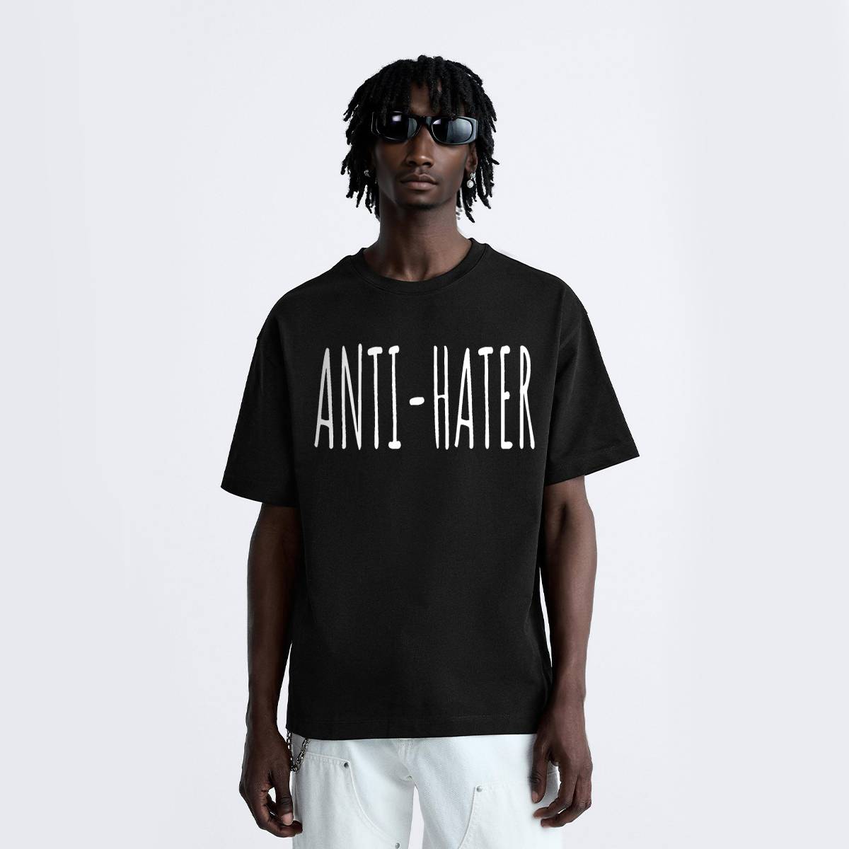 Relaxed Fit Graphic T-shirt - Anti-Hater Statement Tee