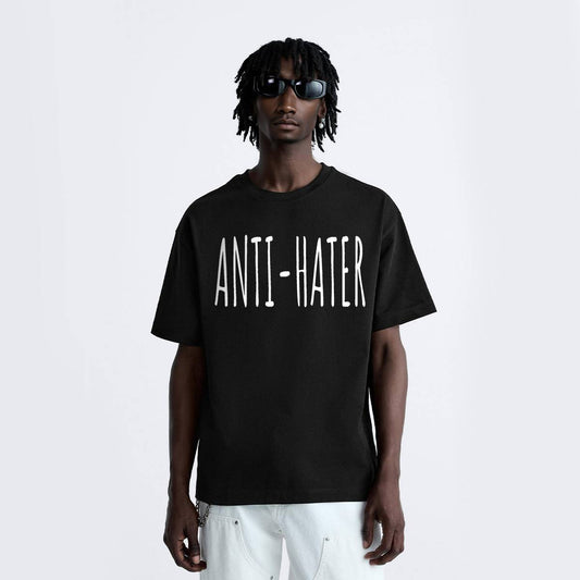 Relaxed Fit Graphic T-shirt - Anti-Hater Statement Tee