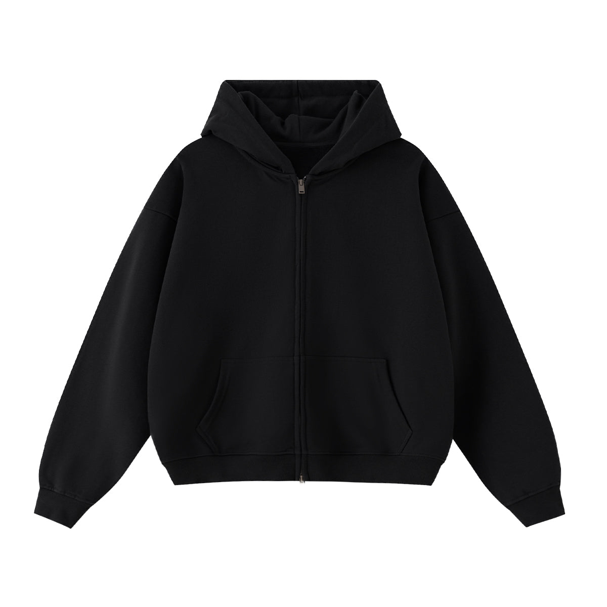Heavyweight Cropped Double-Zip Hoodie - Casual Streetwear Sweatshirt