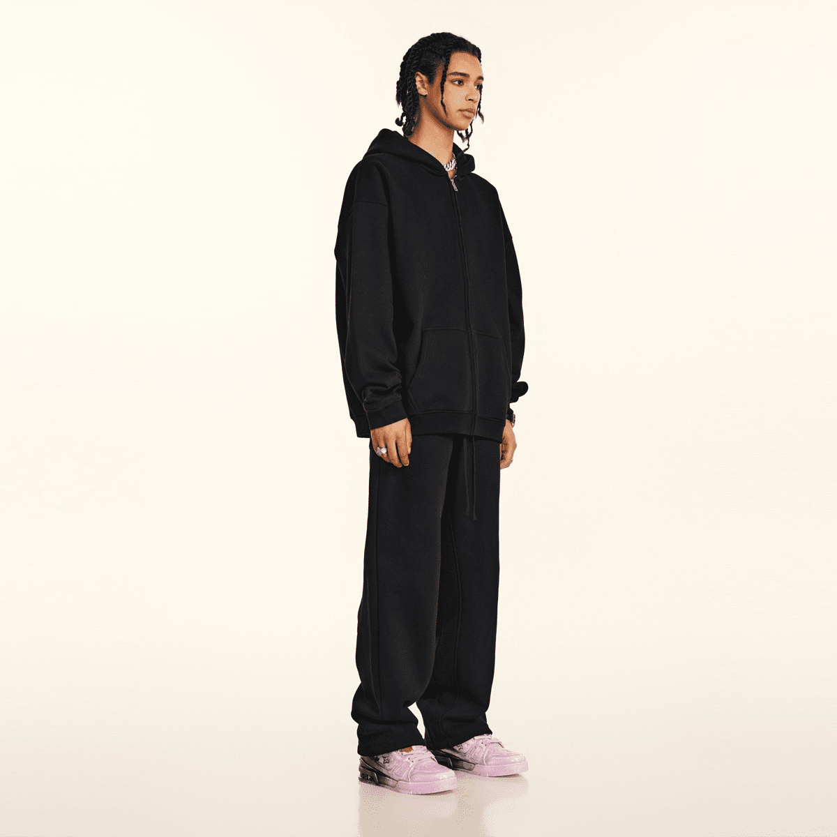 Heavyweight Fleece Zip-Up Oversized Hoodie - Casual Streetwear Zip Sweatshirt