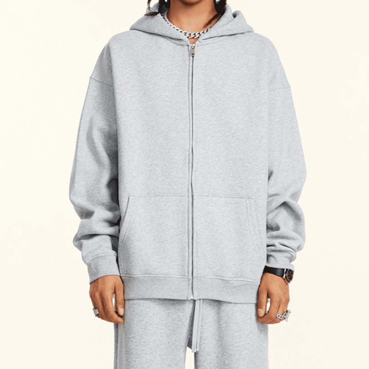 Heavyweight Fleece Zip-Up Oversized Hoodie - Casual Streetwear Zip Sweatshirt