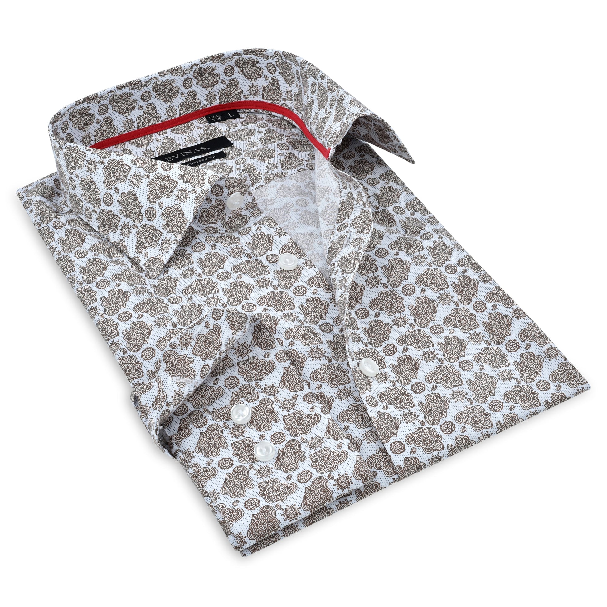 Lt Brown Paisley Shirt // Contemporary Fit - contrast trimming- final sale