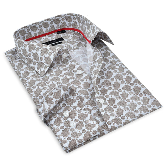 Lt Brown Paisley Shirt // Contemporary Fit - contrast trimming- final sale