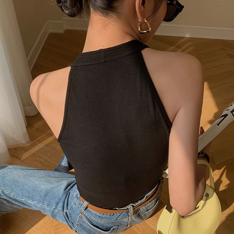 V-neck Sleeveless off-Shoulder Halterneck