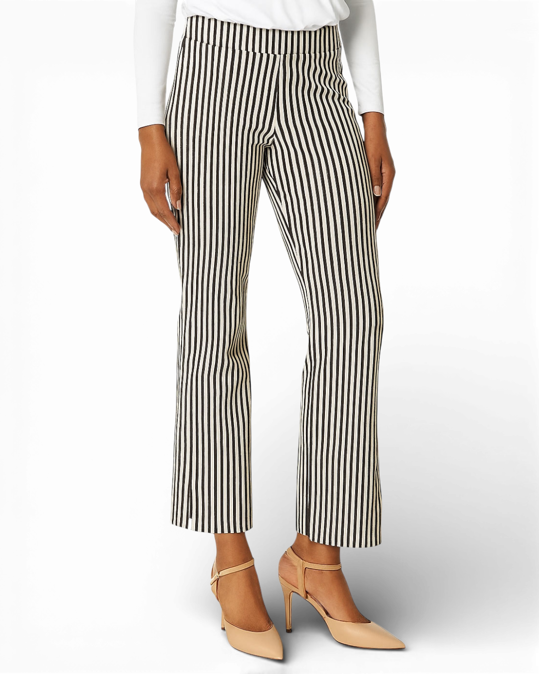 Pull on Wide Ankle Pant -Black/White Stripe