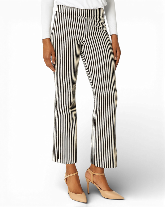 Pull on Wide Ankle Pant -Black/White Stripe