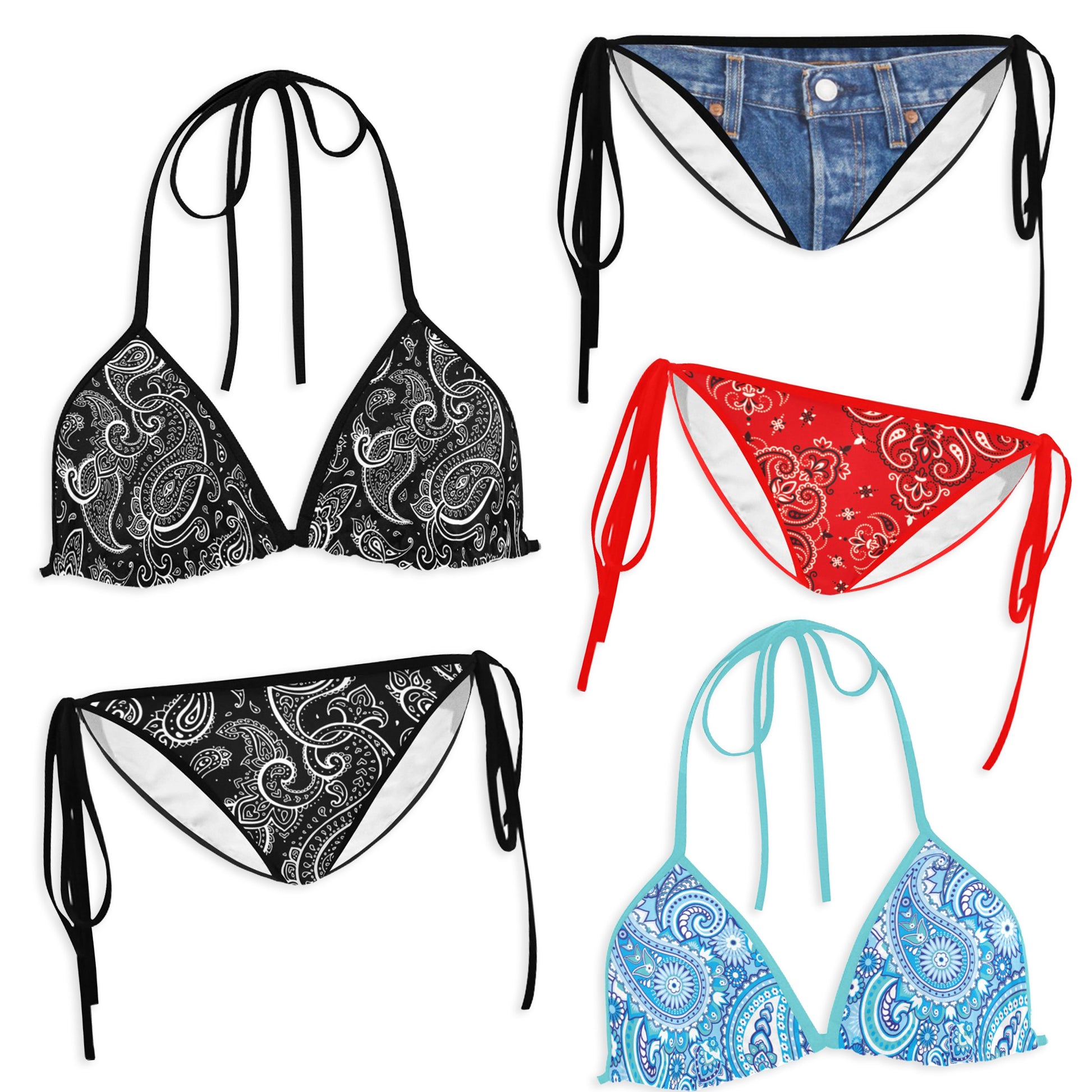 Paisley Retro Bikini Top & Bottoms