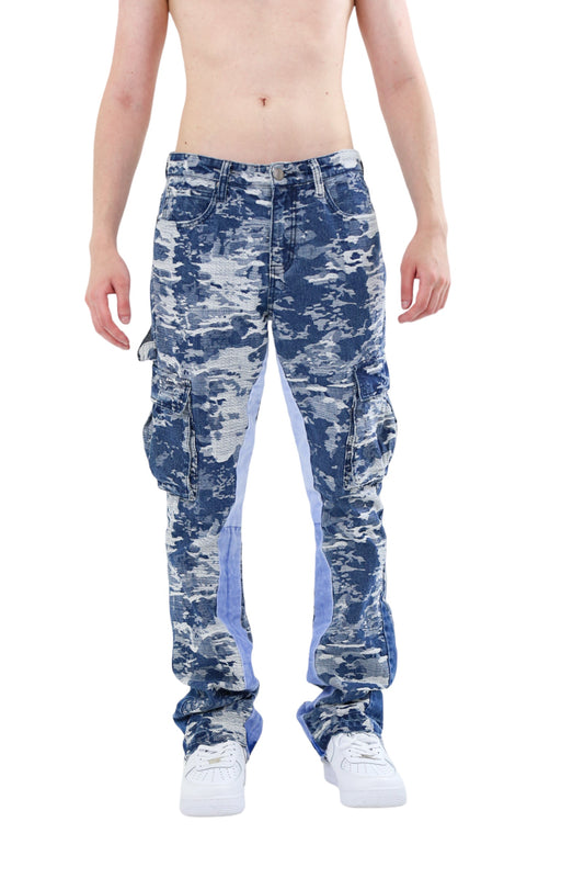 BLUE CARGO JACQUARD JEANS