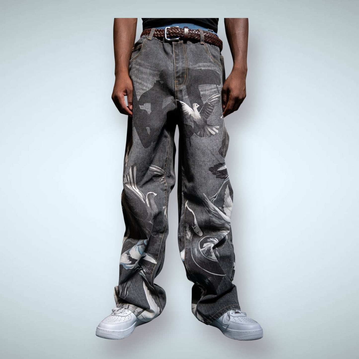 Graphic Printed Baggy Jeans