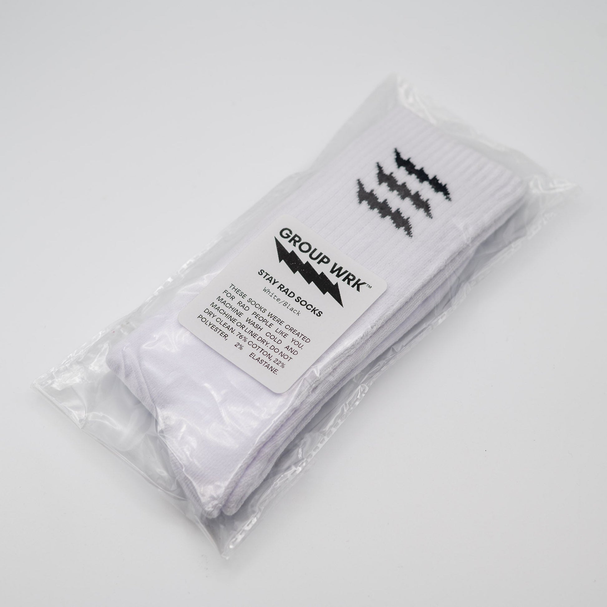 Stay Rad Crew Sock - White