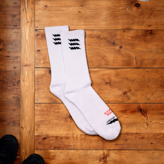 Stay Rad Crew Sock - White
