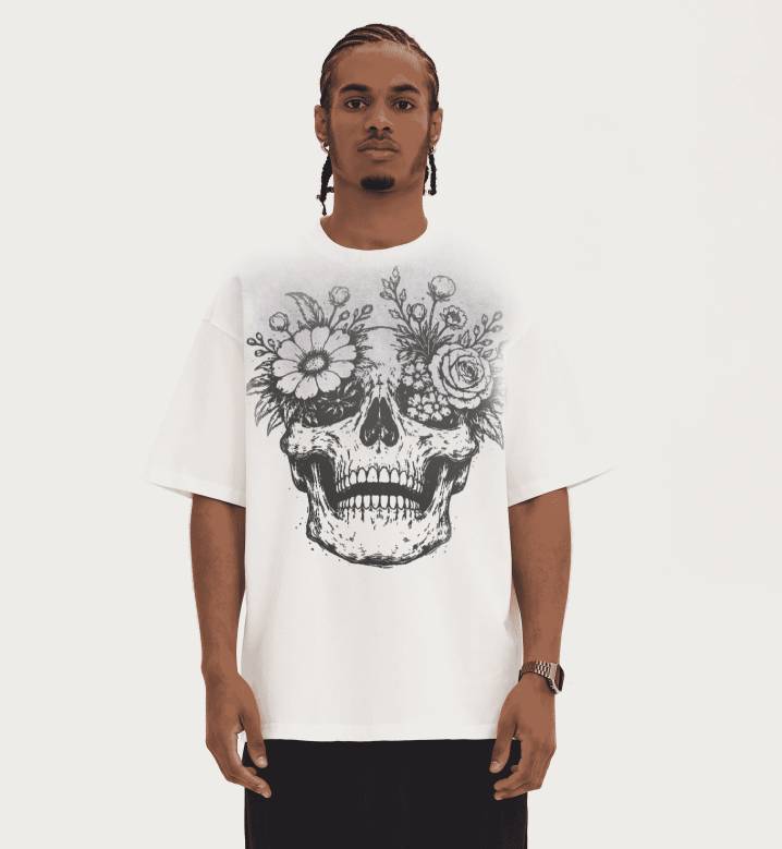 Heavyweight Sprayed T-Shirt Bloom Skull