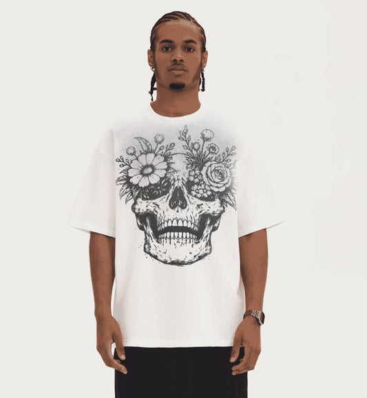 Heavyweight Sprayed T-Shirt Bloom Skull