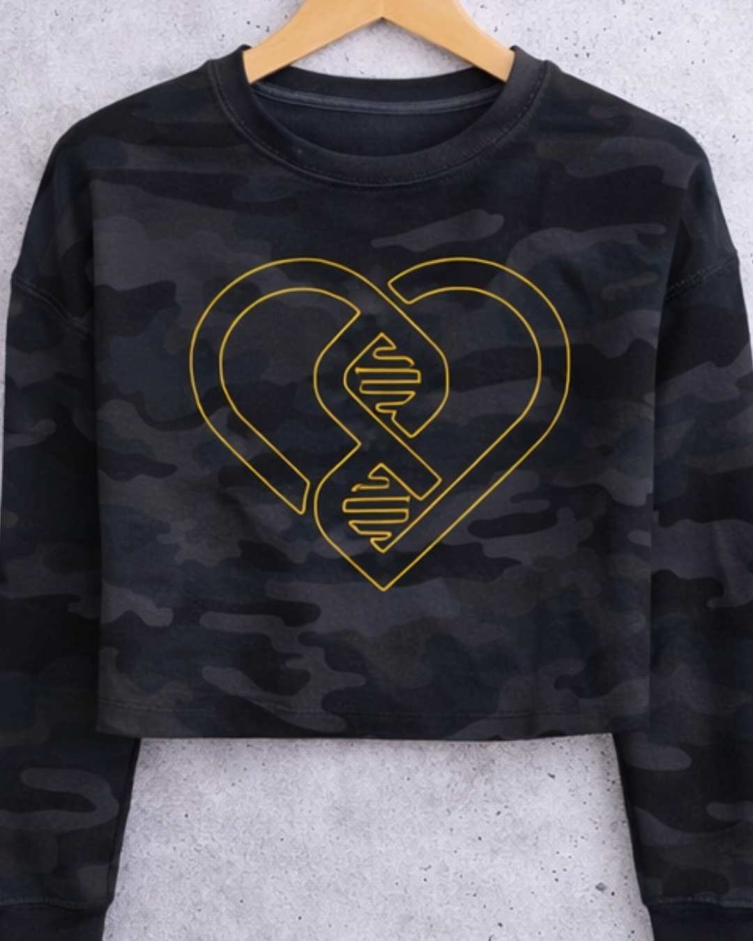 Heart of Gold Lightweight Camo Crop Crew
