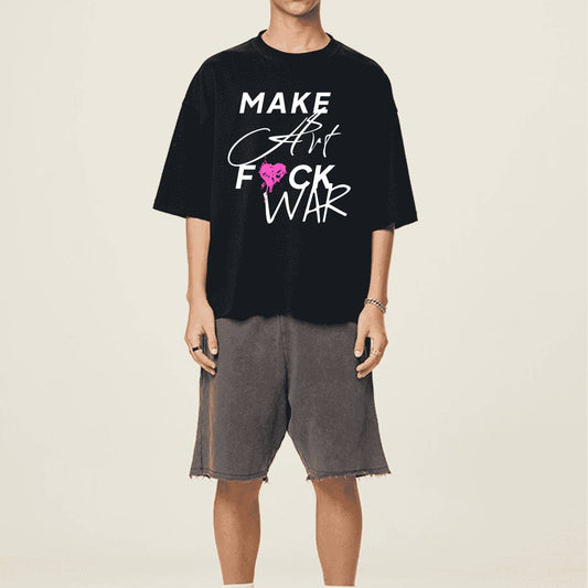 Heavyweight Cropped Loose T-Shirt - Make Art F War