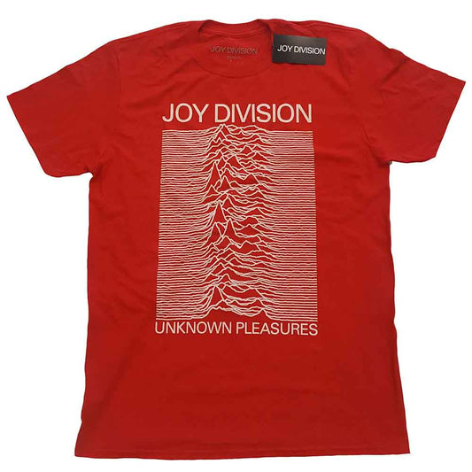 Joy Division Unknown Pleasures White On Red T-Shirt