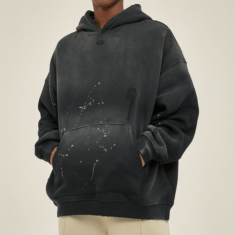 Heavyweight Vintage Wash Frayed Fleece Hoodie