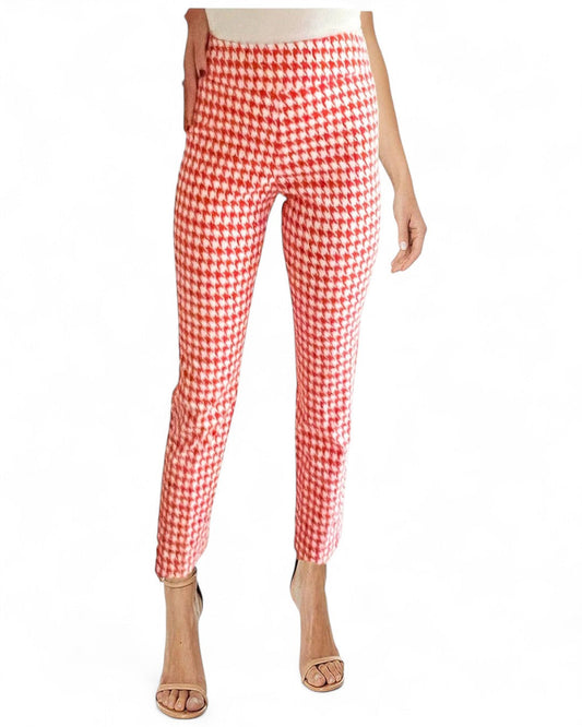 Pull on Pant - Tomato Mini Houndstooth
