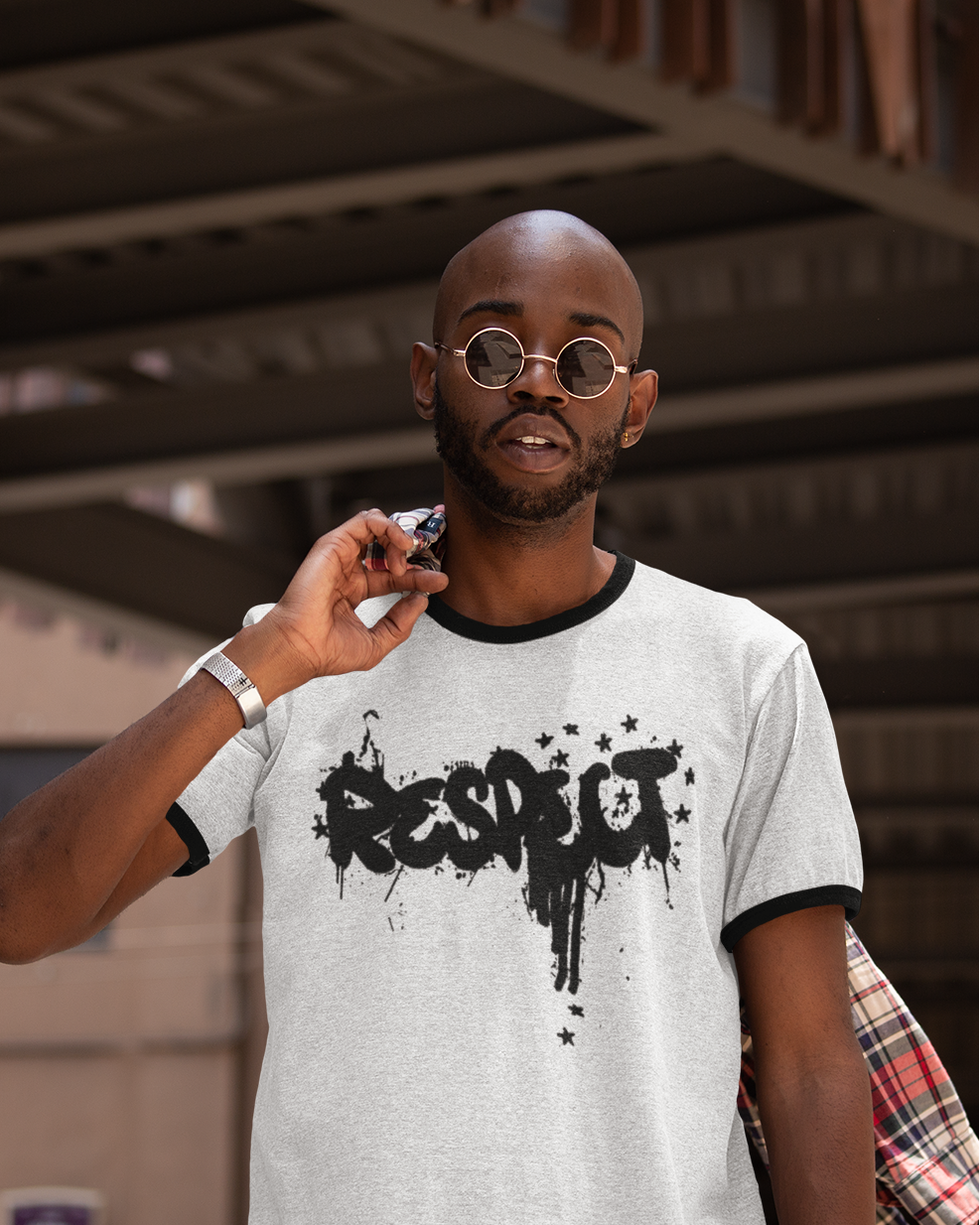 Respect Graffiti Ringer Tee B/W