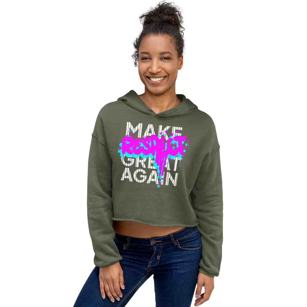 Make Respect Great Again (Pink/Blue)- Crop Hoodie