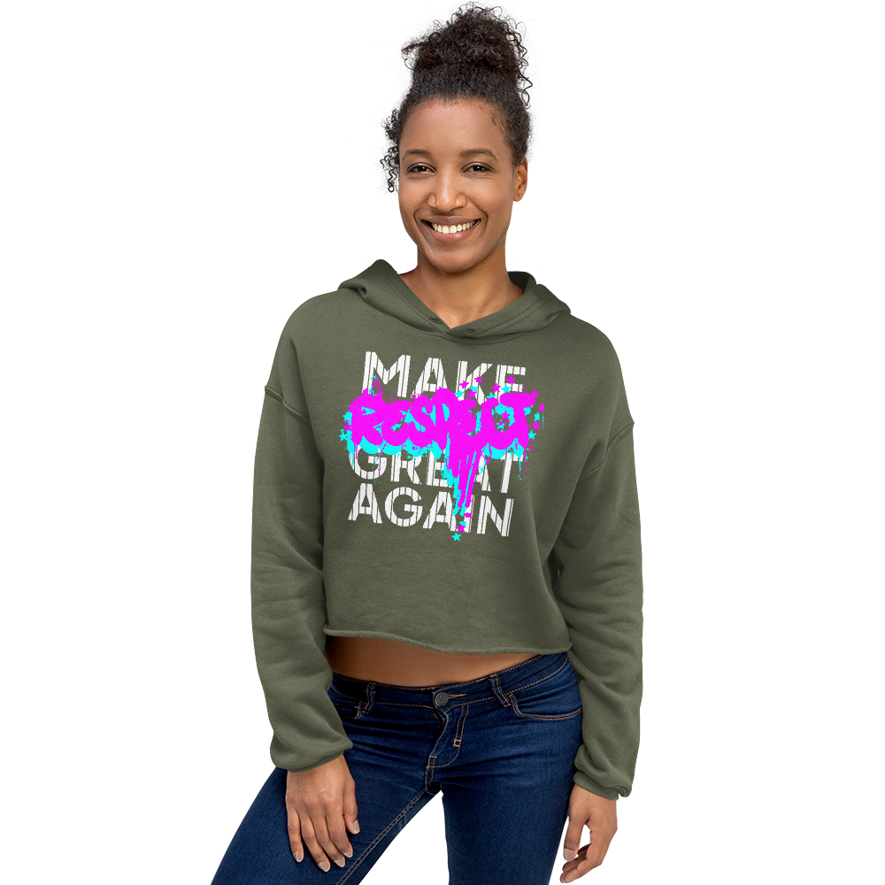 Make Respect Great Again (Pink/Blue)- Crop Hoodie